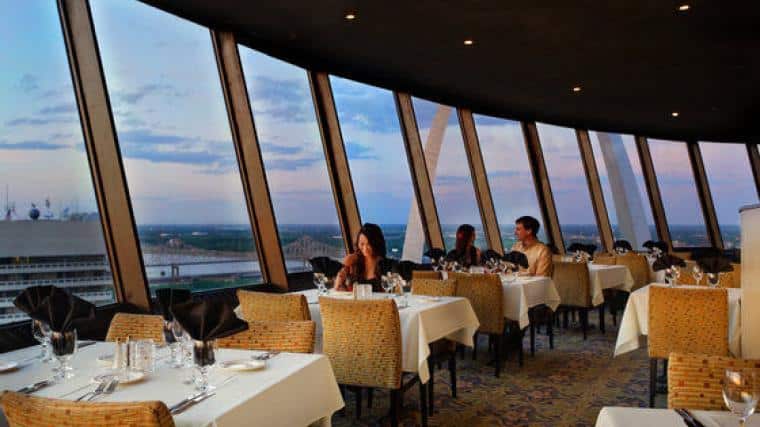 The Top of the Riverfront restaurant at the Millennium Hotel is a beautiful way to see downtown St. Louis at sunset.