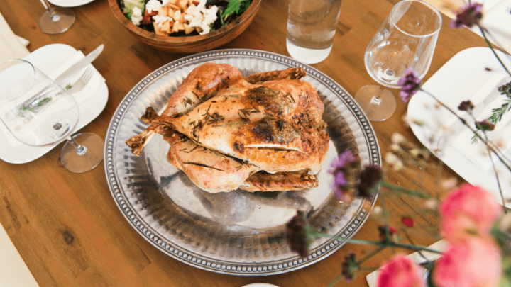 Simple roast chicken with a sweet pomegranate citrus glaze that's easy to make.