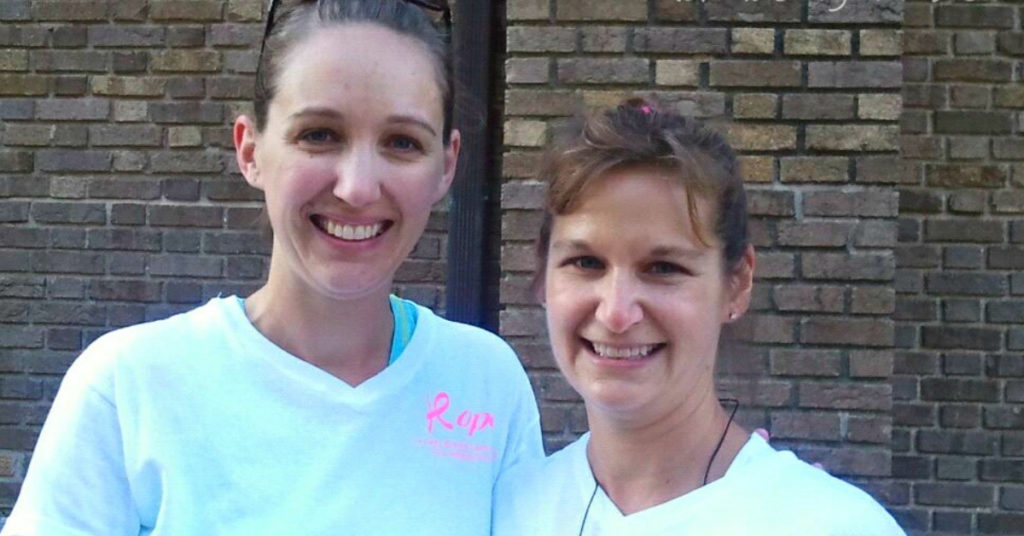 Liza and friend just after finishing a 5K, getting ready to head to brunch.