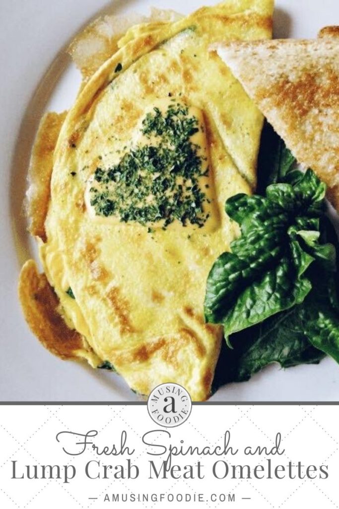Omelette made with fresh lump crab meat, cheese and spinach. Served with buttered toast.