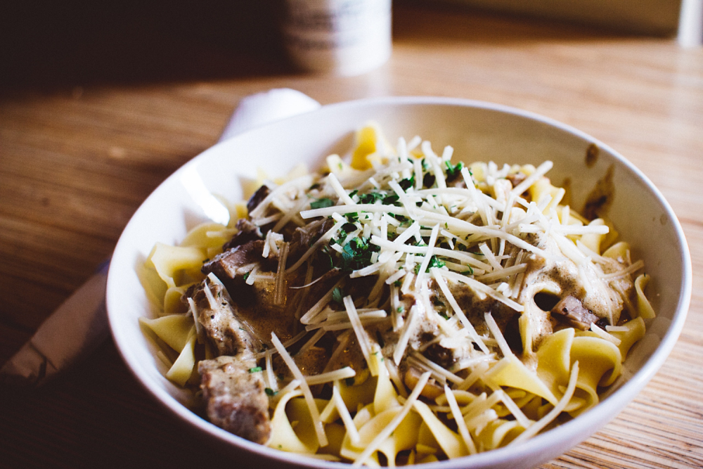 Mushrooms are the star of the show with this simple beef pasta dish that's ready in fifteen minutes!