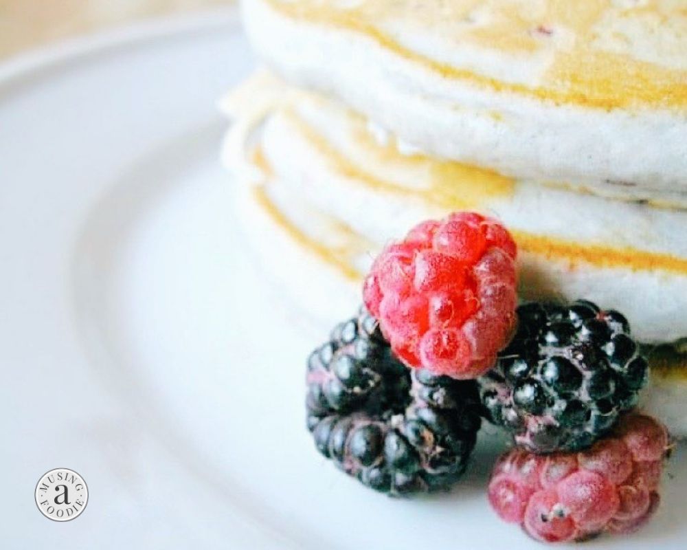 Stack of berry pancakes
