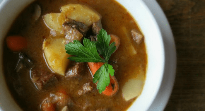 Delicious beef stew with tender vegetables, perfect for a cozy meal on chilly days.