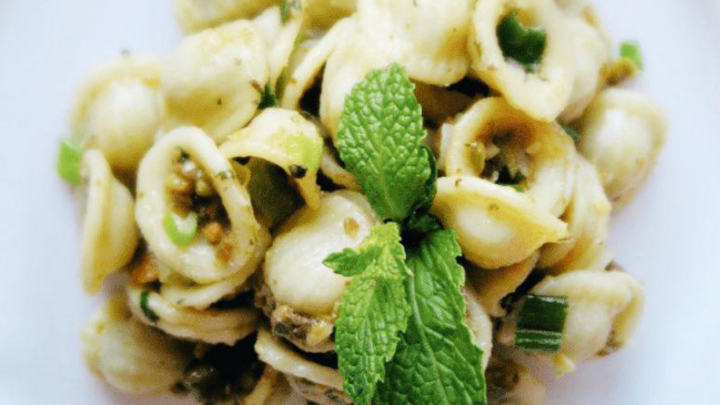 Orecchiette pasta with pistachios and parmesan