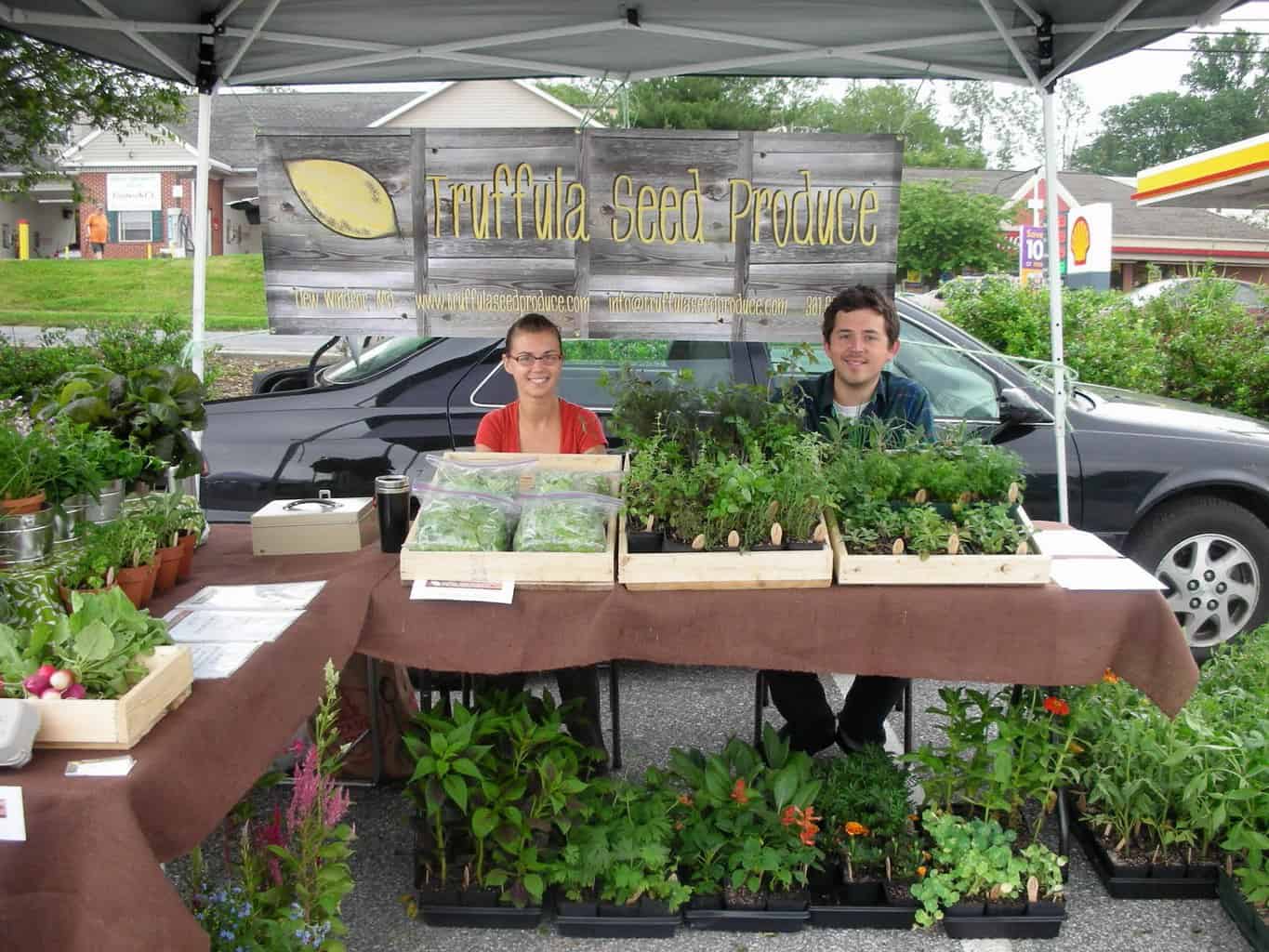 Josie and Shawn at the Farmers' Market with Truffula Seed Produce