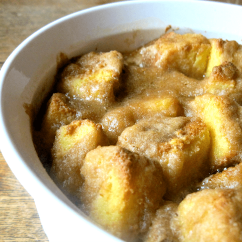 Think of this hazelnut pound cake pudding as traditional bread pudding with a modern sweet and velvety twist!