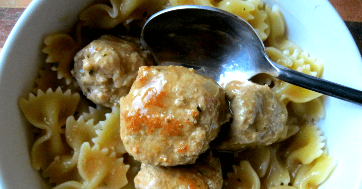 Making Swedish meatballs with ground turkey and Greek yogurt is a great alternative to the traditional recipe. Serve them and the gravy over pasta and enjoy!