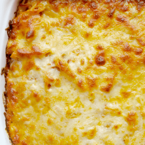 Irresistible cheesy baked ziti casserole, perfect for gatherings or delicious leftovers.