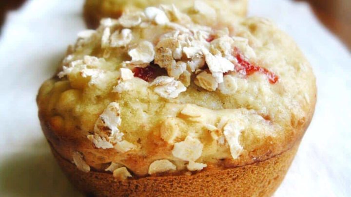 Whip up these tasty strawberry banana oatmeal muffins in no time!