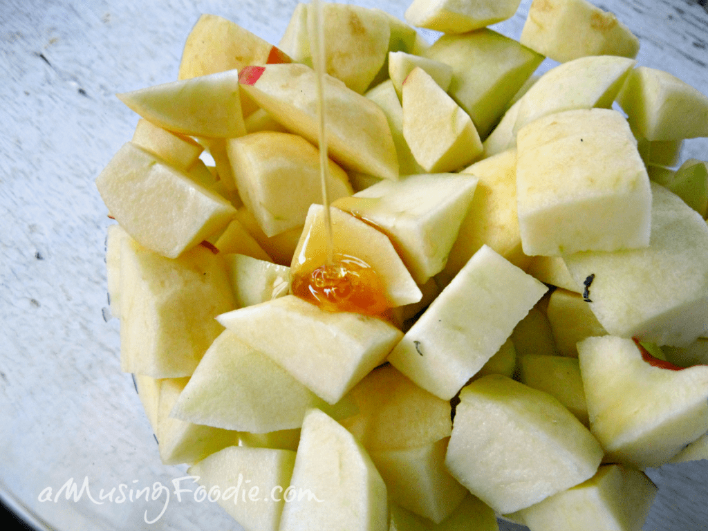 Chunky cut apples for the honey cardamom chunky apple pie recipe—it will leave your house smelling sinfully good!