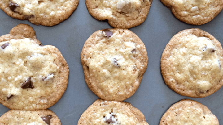 Chocolate chip cookies made with coconut oil are delightful!