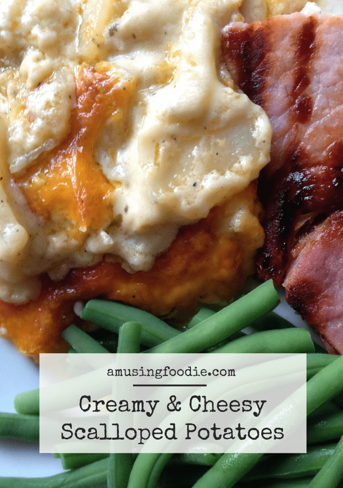 These creamy & cheesy scalloped potatoes are ooey-gooey and oh so good!