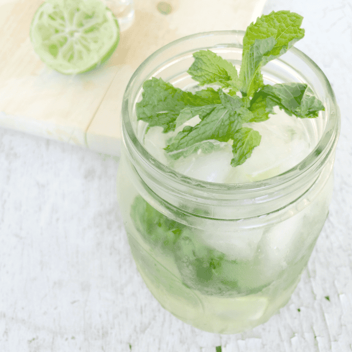 Chilled mint lime mocktail in a mason jar, perfect for summer refreshment.