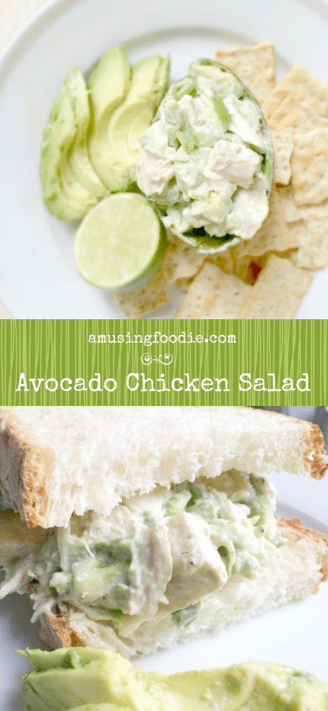 This simple recipe is chock full of flavor with generous chunks of ripe avocado, and savory cubed roast chicken. Avocado chicken salad is great eaten on its own, or atop toasted crusty bread to make a hearty, delectable sandwich!