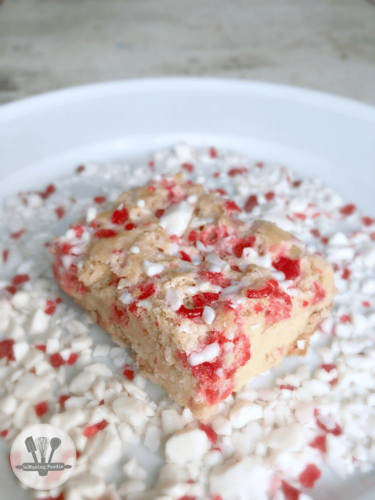 These peppermint sugar cookie bars are a breeze to make and have a fun candy "crunch" from the fresh and flavorful peppermint baking chips!