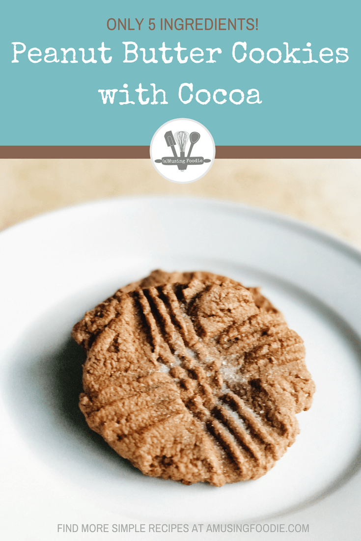 These yummy peanut butter cookies have only five ingredients, including just the right hint of cocoa, and take fewer than fifteen minutes to make from start to finish!