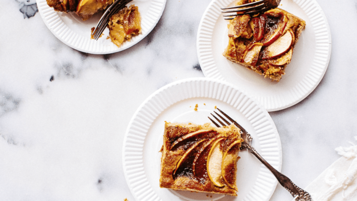 Slices of apple cinnamon french toast casserole — perfect for weekend breakfast!