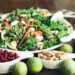 This kale salad is topped with Sahale Snacks Honey Almonds Glazed Mix, full of dried cranberries, sliced red pears, crispy bacon, honey goat cheese and a hint of lime juice. A simple homemade honey mustard dressing drizzled on top adds a final sweet and savory note. Yum!