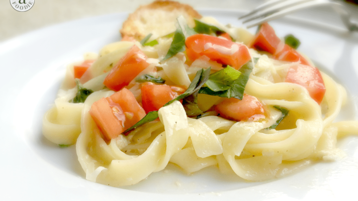 This simple, versatile tomato basil fettuccine is ready in fifteen minutes!