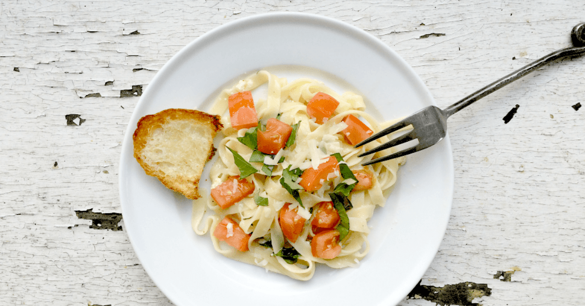 This simple, versatile tomato basil fettuccine is ready in fifteen minutes!