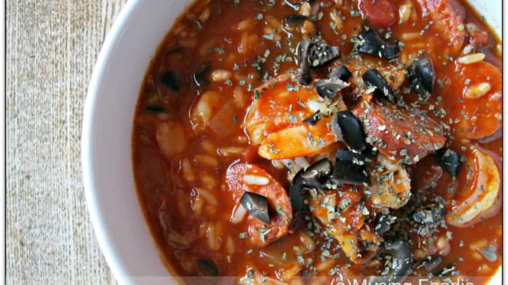 Mediterranean Inspired Shrimp & Sausage Slow Cooker Jambalaya